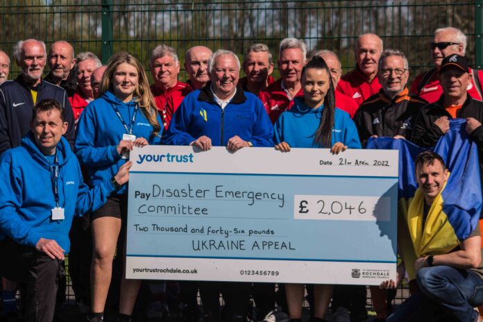 Players from the Greater Manchester Walking Football League have recently completed their fundraising for the Ukrainian Emergency Appeal
