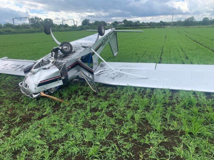Two people have been taken to hospital with serious injuries after a light aircraft crashed in Tyldesley this afternoon