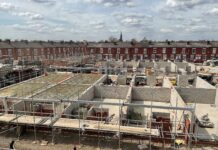 New homes are starting to take shape at the ambitious Neighbourhood development being built on brownfield land in Salford