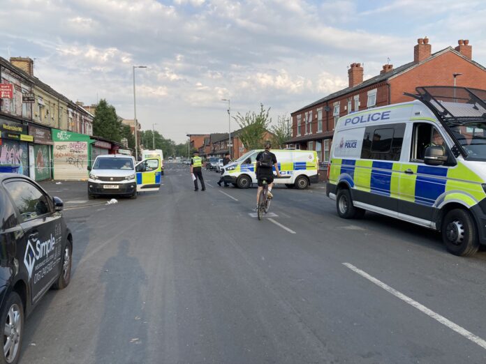 A man has died after a shooting in Moss Side in the early hours of this morning, an investigation has been launched and enquiries are ongoing