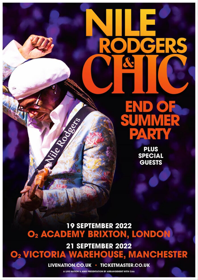 Nile Rodgers and Chic have announced two massive concert appearances at O2 Victoria Warehouse, Manchester on the 21st of September
