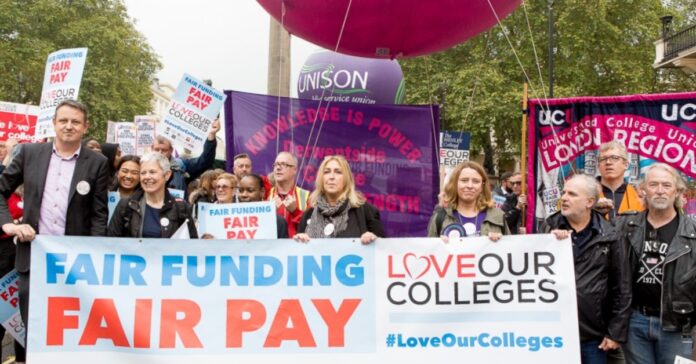 Staff at further education colleges will take ten days of strike action starting on 26 September unless employers make a significant pay rise